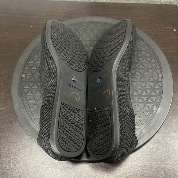 Rothy's Womens Size 10 The Flat Black Flats White Halo Round Toe Comfort Shoes - Picture 9 of 10